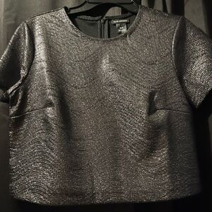 Club Monaco Gunmetal Metallic Foil Crop Top